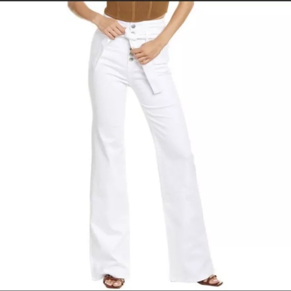 Veronica Beard Denim - VERONICA BEARD Jeans Rosanna Corset Wide Leg Extra High Rise in White Size 29/8